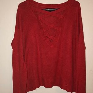 Forever 21+ red deep v sweater (2x)